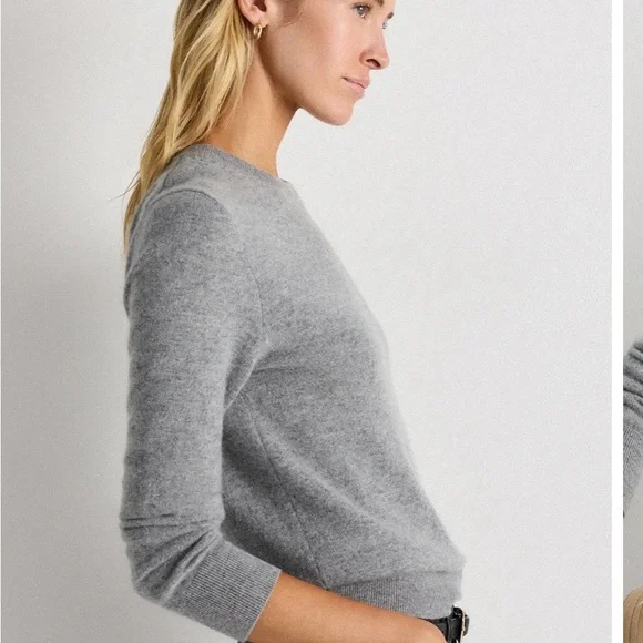 Quince Women's Heather Gray Crew Neck Sweater - Picture 5 of 9